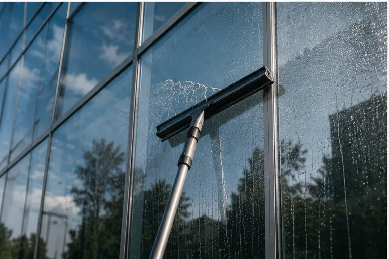 Professionelle Fensterreinigung an Glasfassade in Bonn