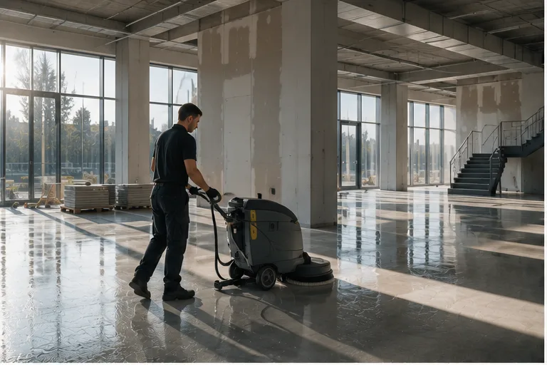 Unterhaltsreinigung mit professioneller Reinigungsmaschine